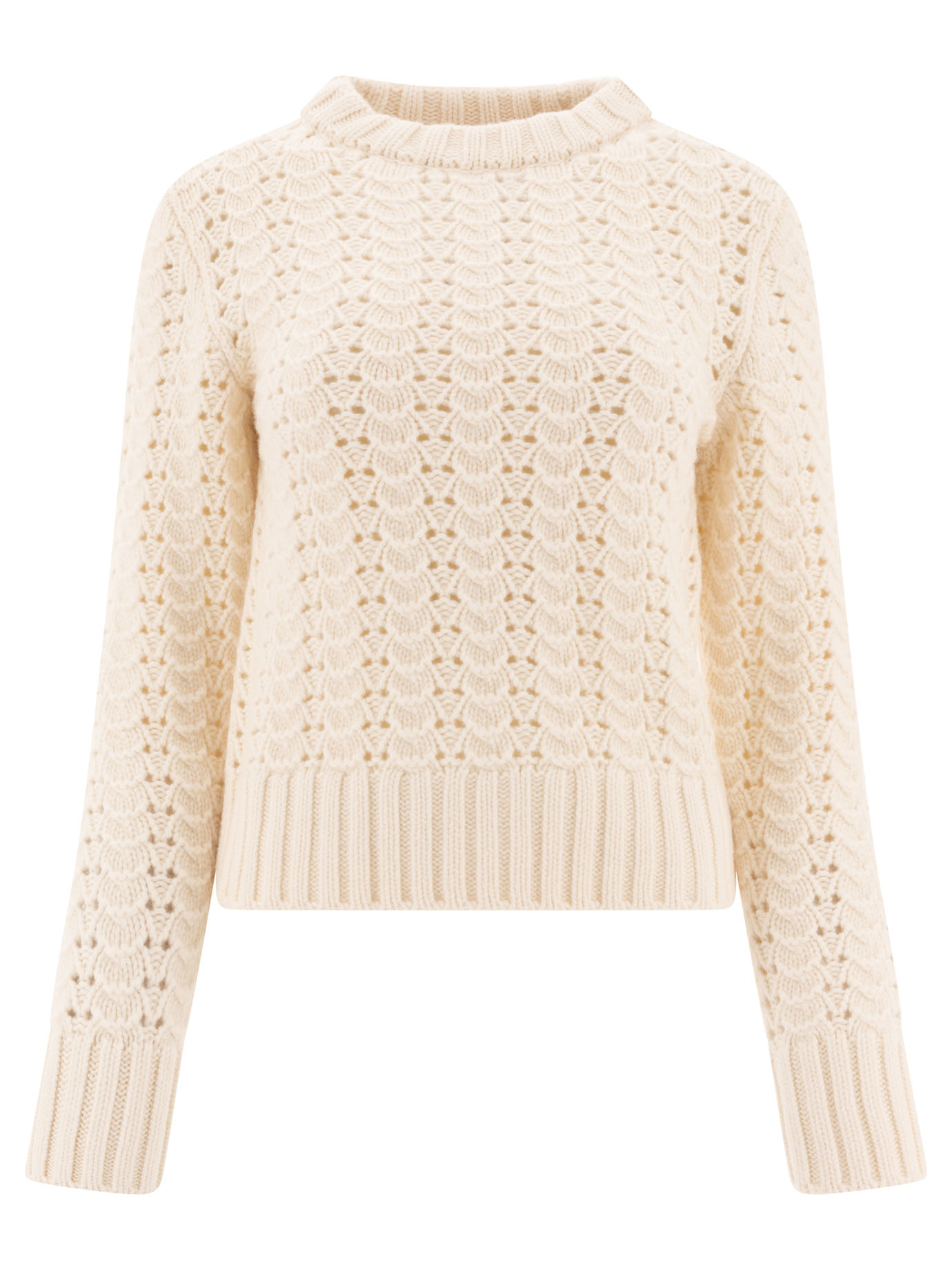 Maglione girocollo in maglia pointelle